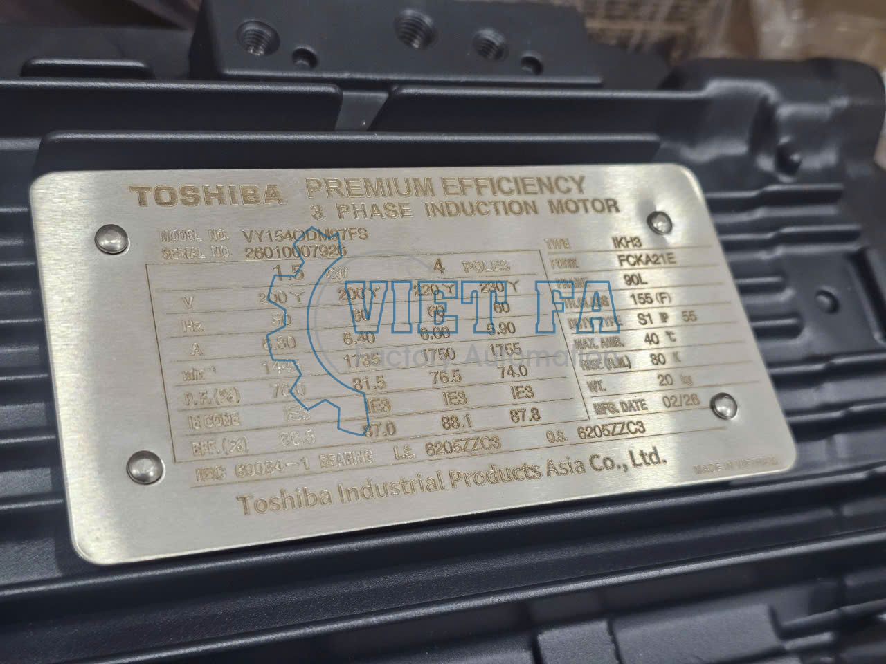 Động cơ Toshiba VY154ODM97FS-4P-1.5kW-200V-50Hz-IE3-VN-B3 1 Toshiba VY154ODM97FS-4P-1.5kW-200V-50Hz-IE3-VN-B3