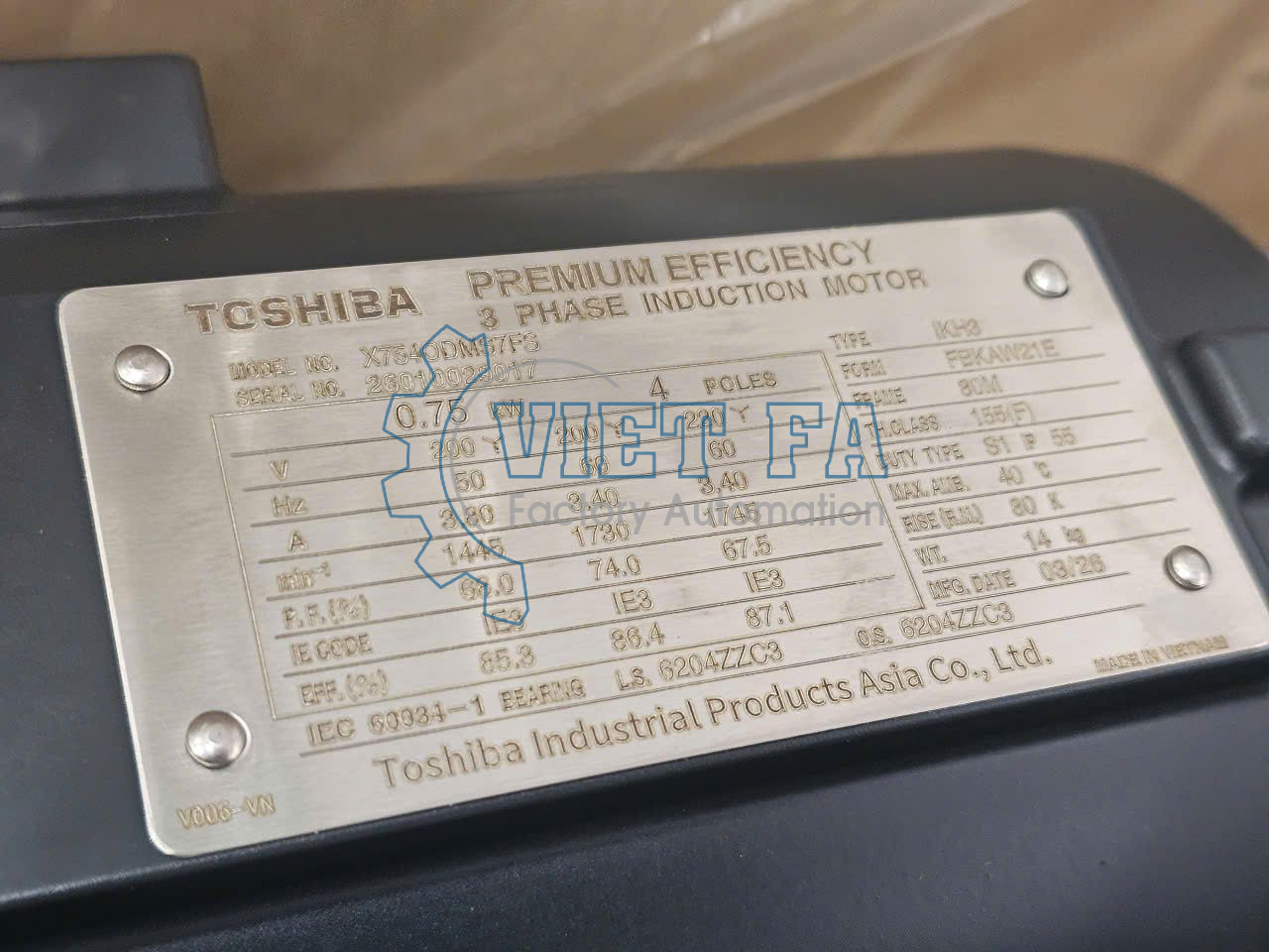 Động cơ Toshiba X754ODMS7FS-4P-0.75kW-200V-OUT-IE3-VN 2 Toshiba X754ODMS7FS-4P-0.75kW-200V-OUT-IE3-VN